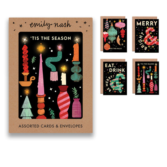 Christmas Fairy Lights Multipack of 8 Greeting Cards
