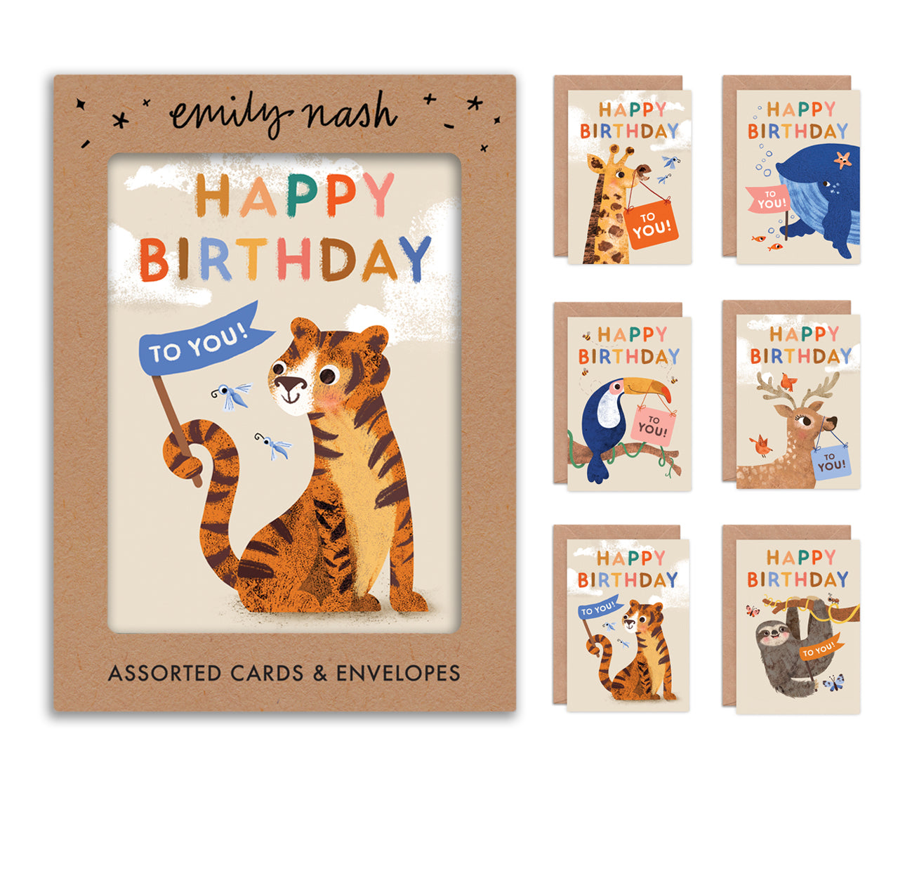 Birthday Menagerie Multipack x 6 Animal Greeting Cards