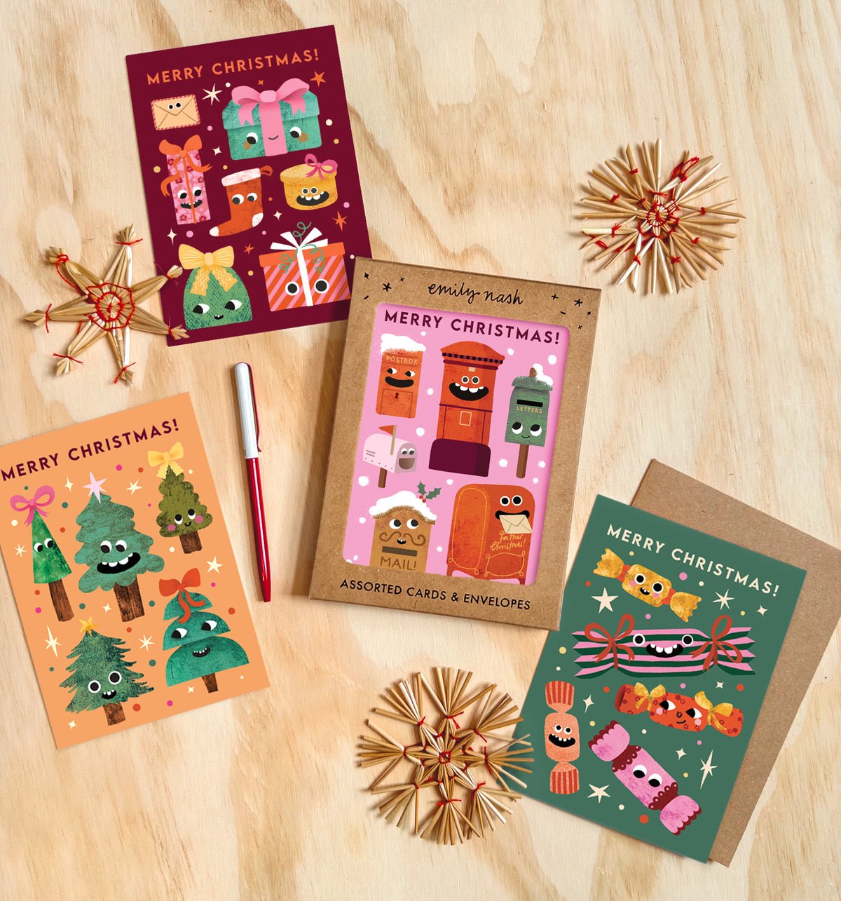 Funny Faces 2 Christmas Cards- Multipack of 8
