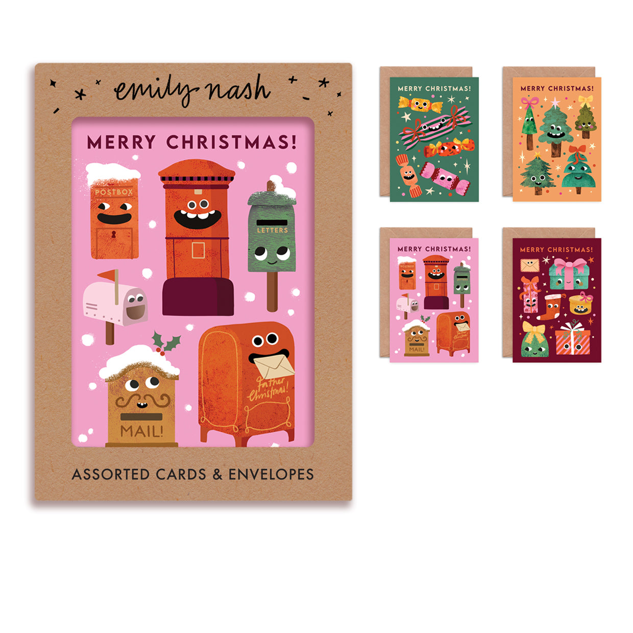 Funny Faces 2 Christmas Cards- Multipack of 8