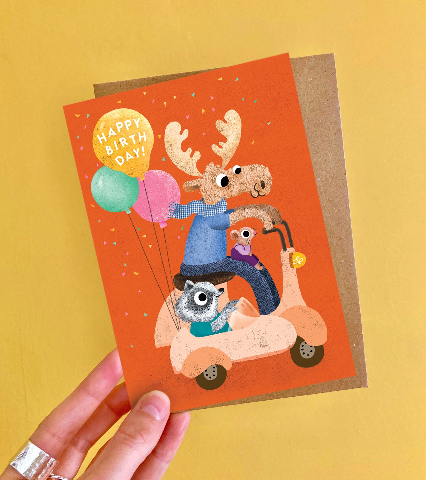 Birthday Moose Motorcycle Greeting Card
