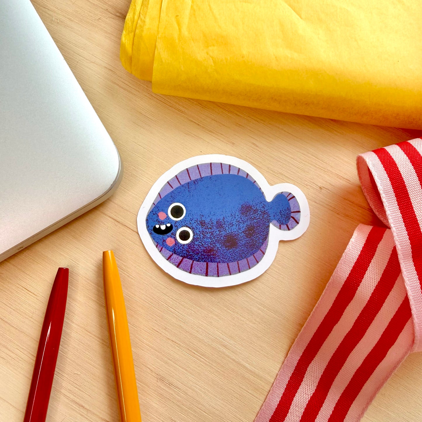 Plaice Fish Vinyl Sticker | Decorative 6cm Decal