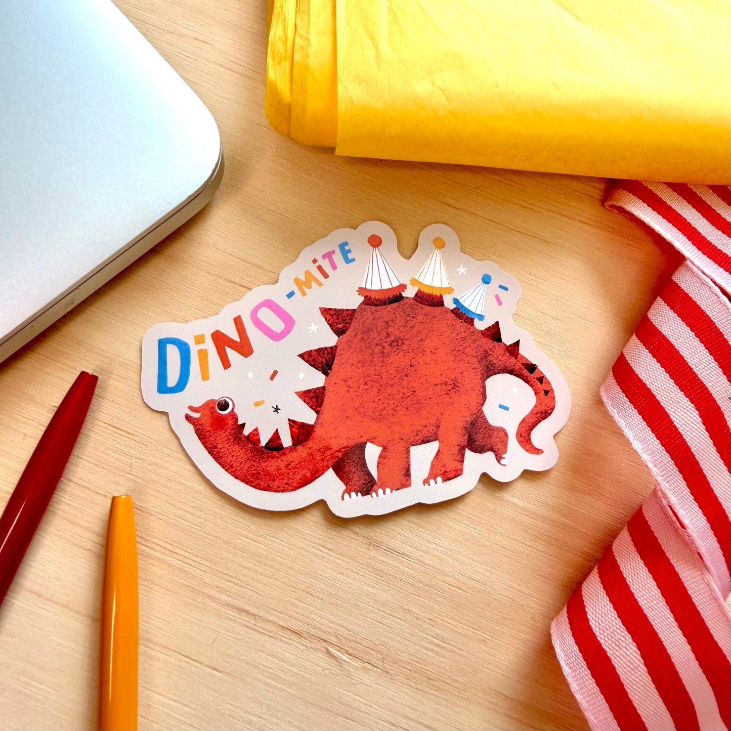 Dino-mite Vinyl Sticker | 8cm Dinosaur Decal