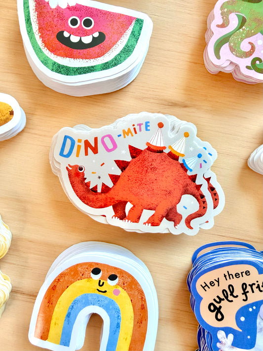 Dino-mite Vinyl Sticker | 8cm Dinosaur Decal