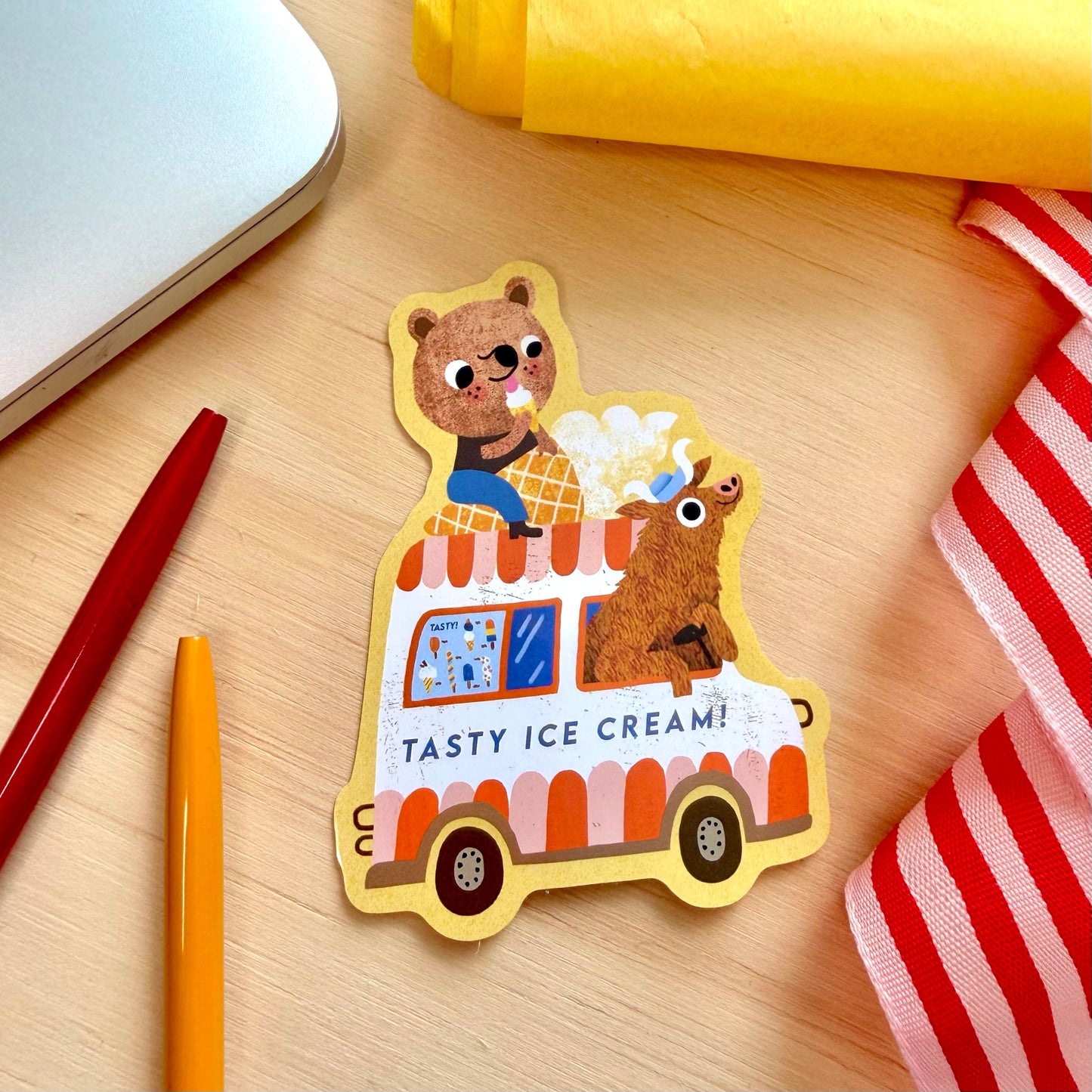 Ice Cream Van Vinyl Sticker | Decorative 8cm Decal