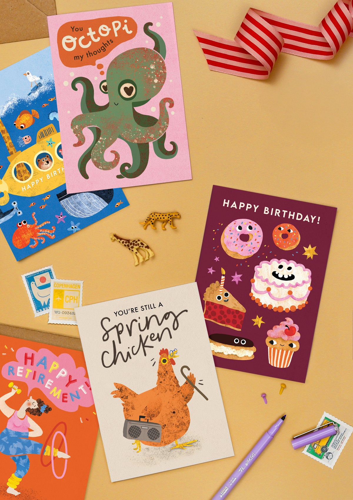 Bundle of 4 Greeting Cards - Mix & Match