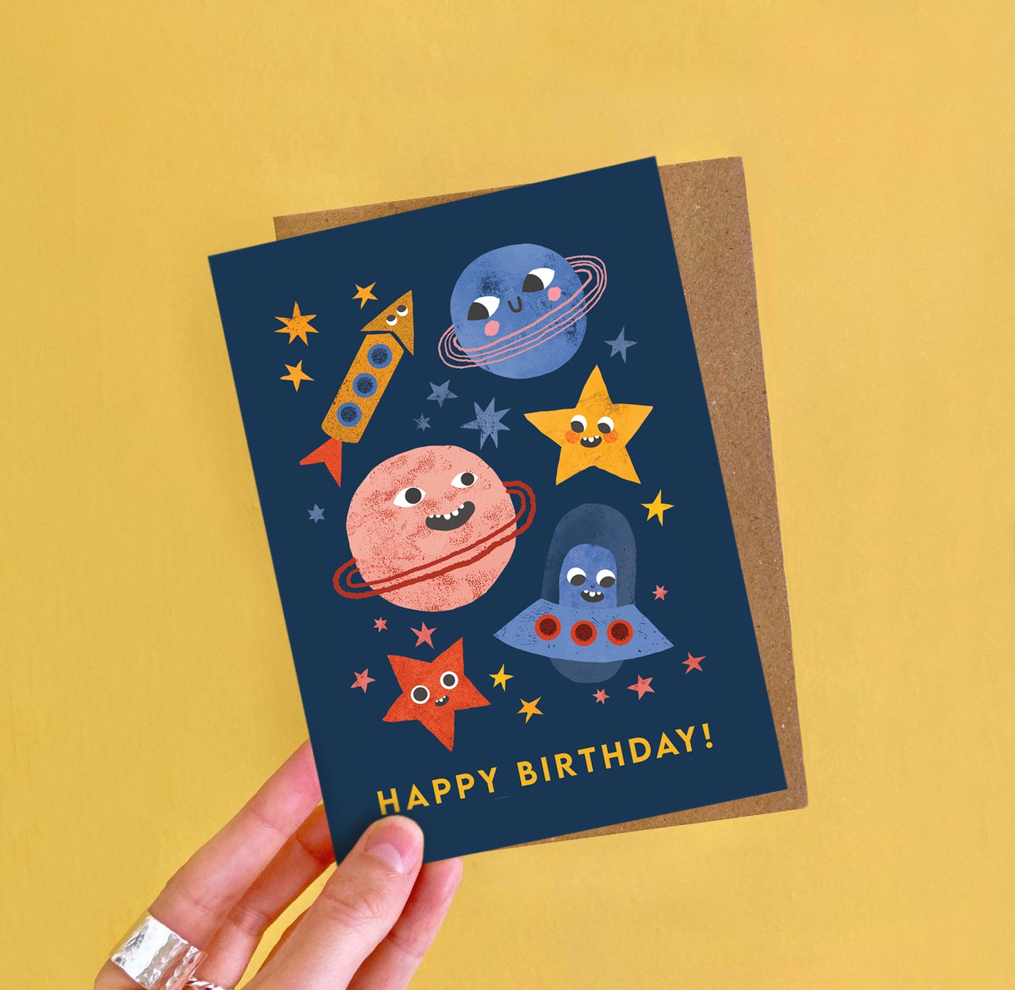 Space Faces Birthday Card image 1