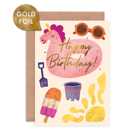 Birthday Summer Fun Foiled Greeting Card image 0