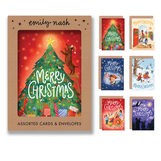 'A Family Christmas' Multipack of 6 Greetings Cards image 0