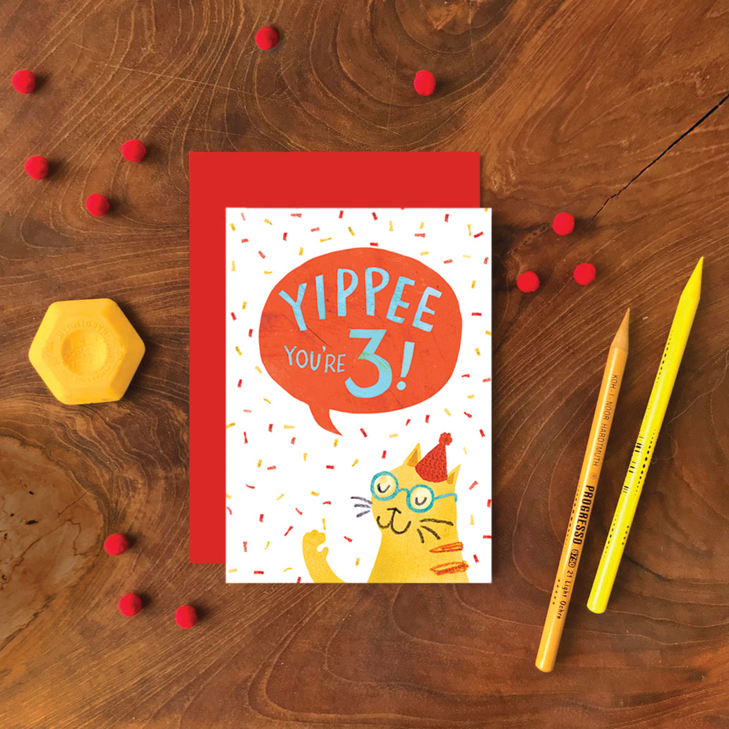 Three Years Cat Greetings Card image 1