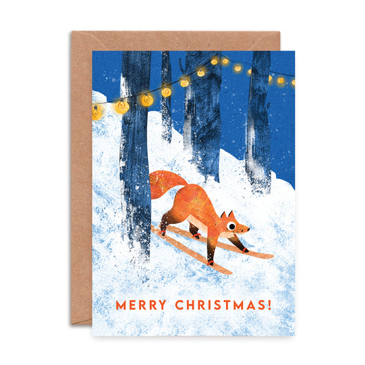 Skiing Fox Christmas Card image 0