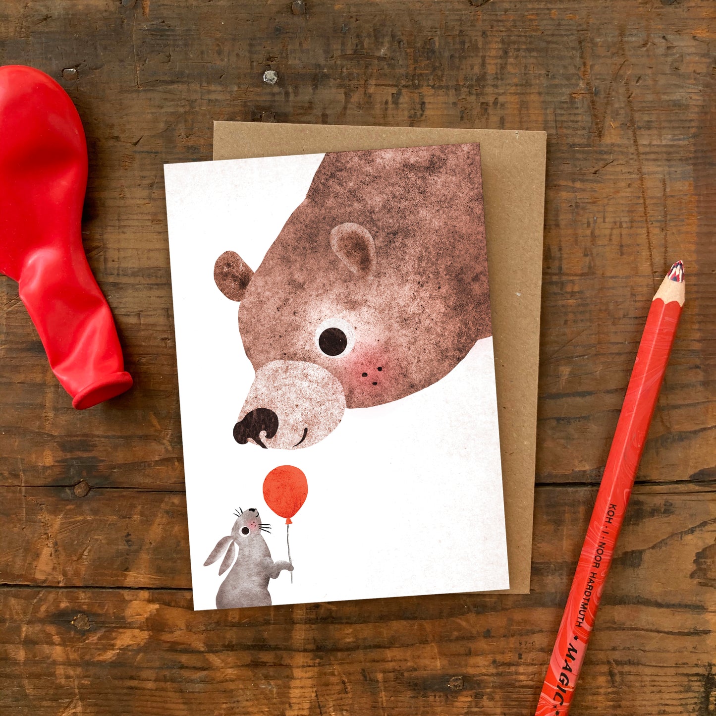 Bear & Bunny Gazing Greeting Card image 1
