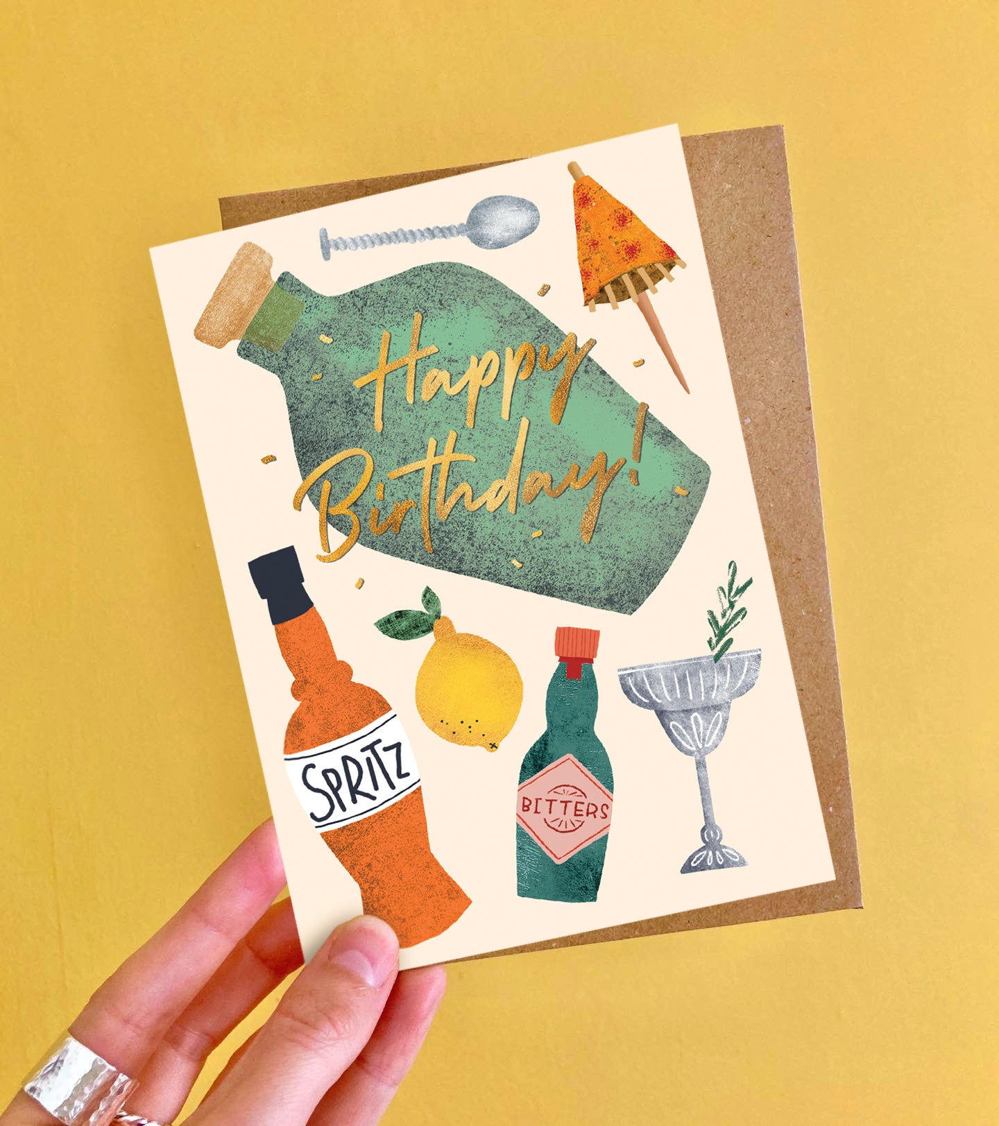 Birthday Cocktails Foiled Greeting Card image 1
