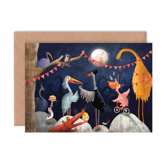 Moonlight Stork Wedding Greetings Card image 0