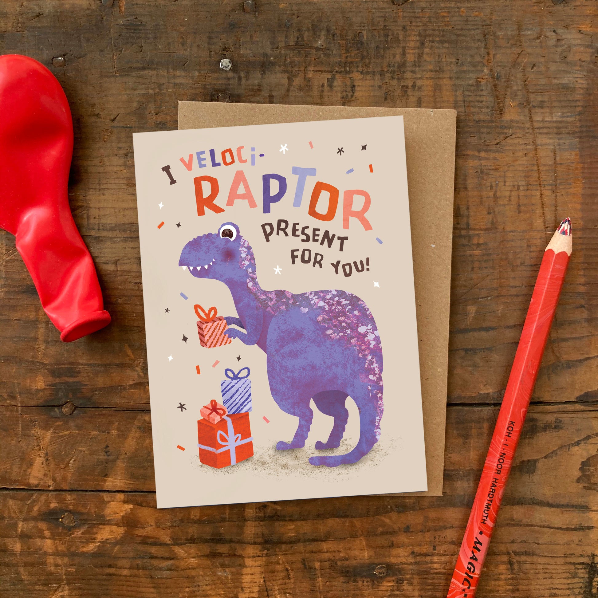 Veloci-raptor Present Birthday Card image 1