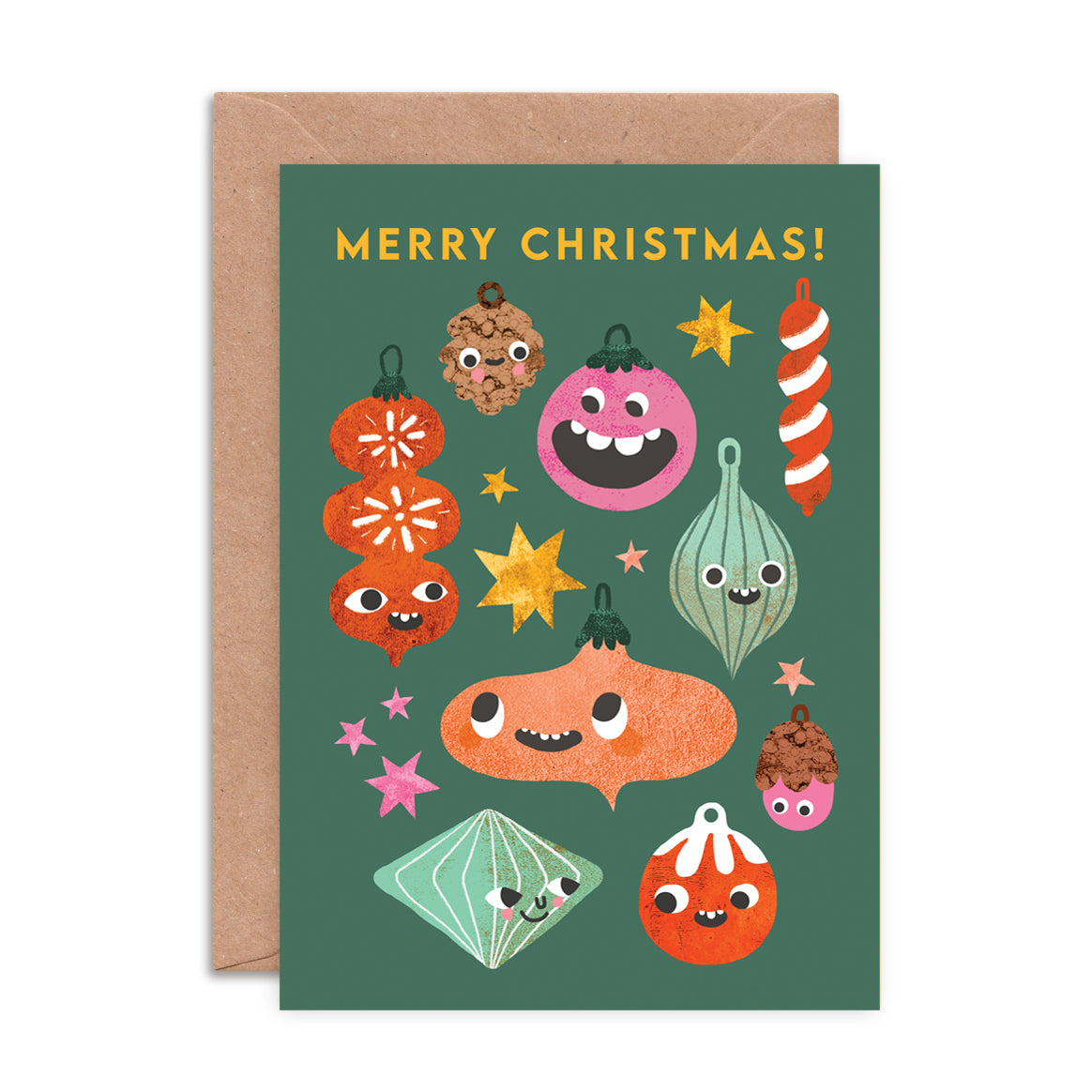 Christmas Bauble Faces Greeting Card image 0