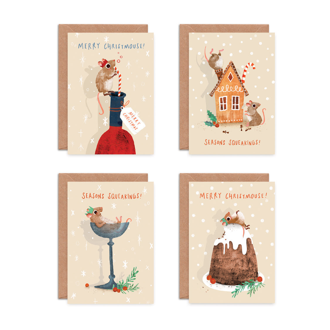Christmas Mice Greeting Cards- Multipack of 8 image 2