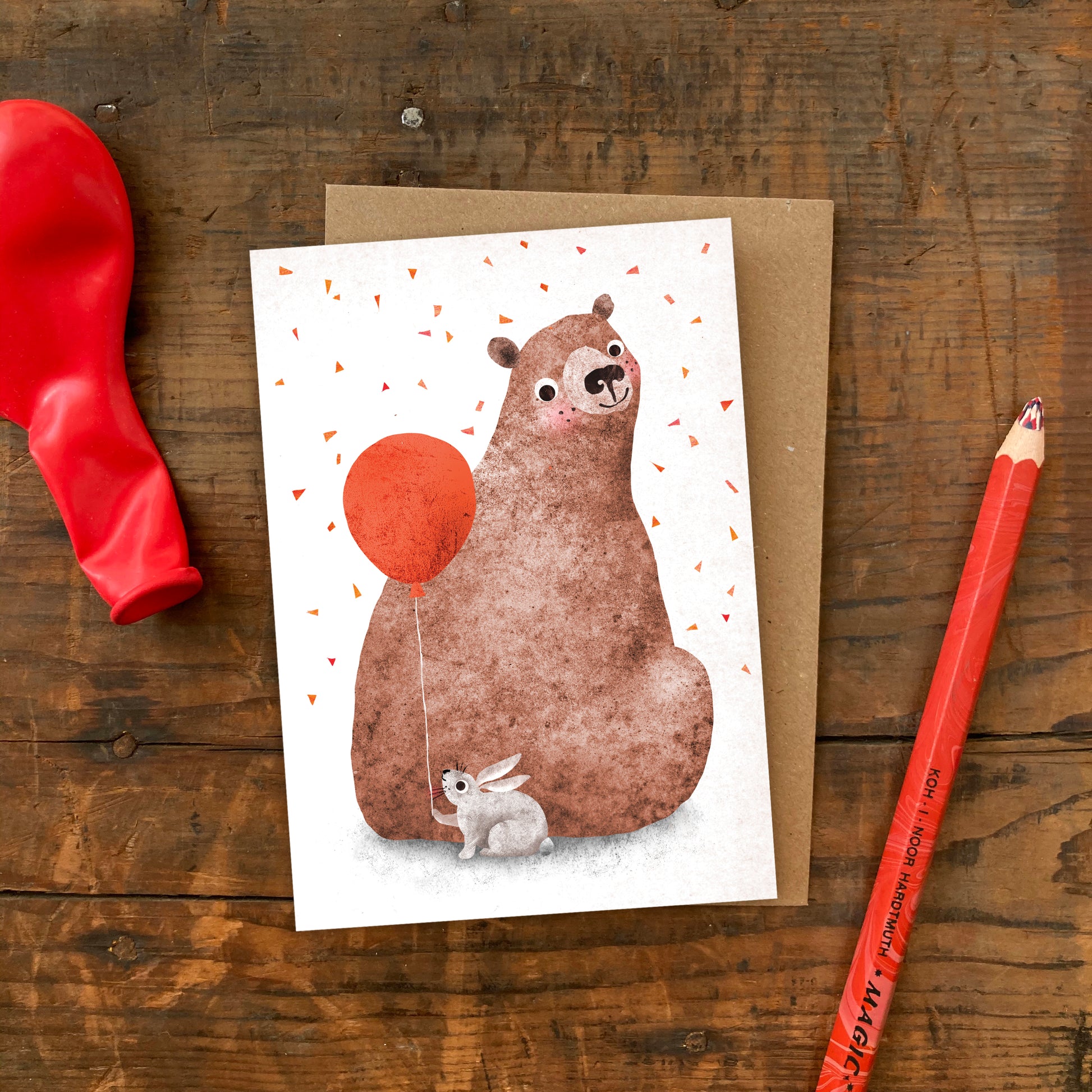 Bear & Bunny Hiding Greeting Card image 1