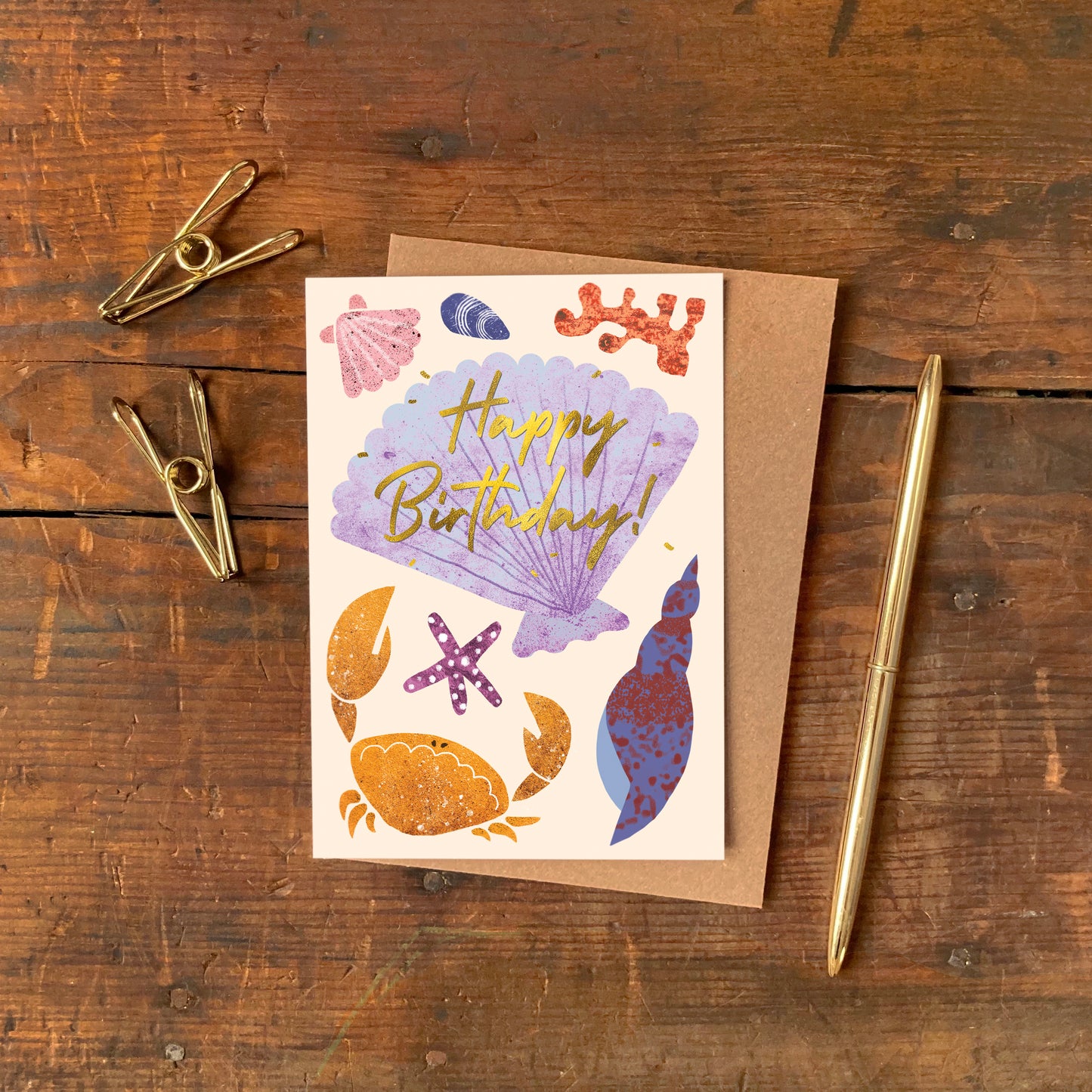 Birthday Shells Foiled Greeting Card image 2