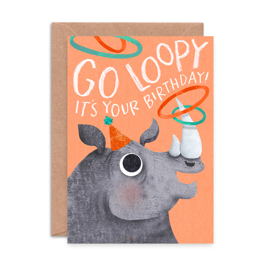 Go Loopy Rhino Birthday Card image 0