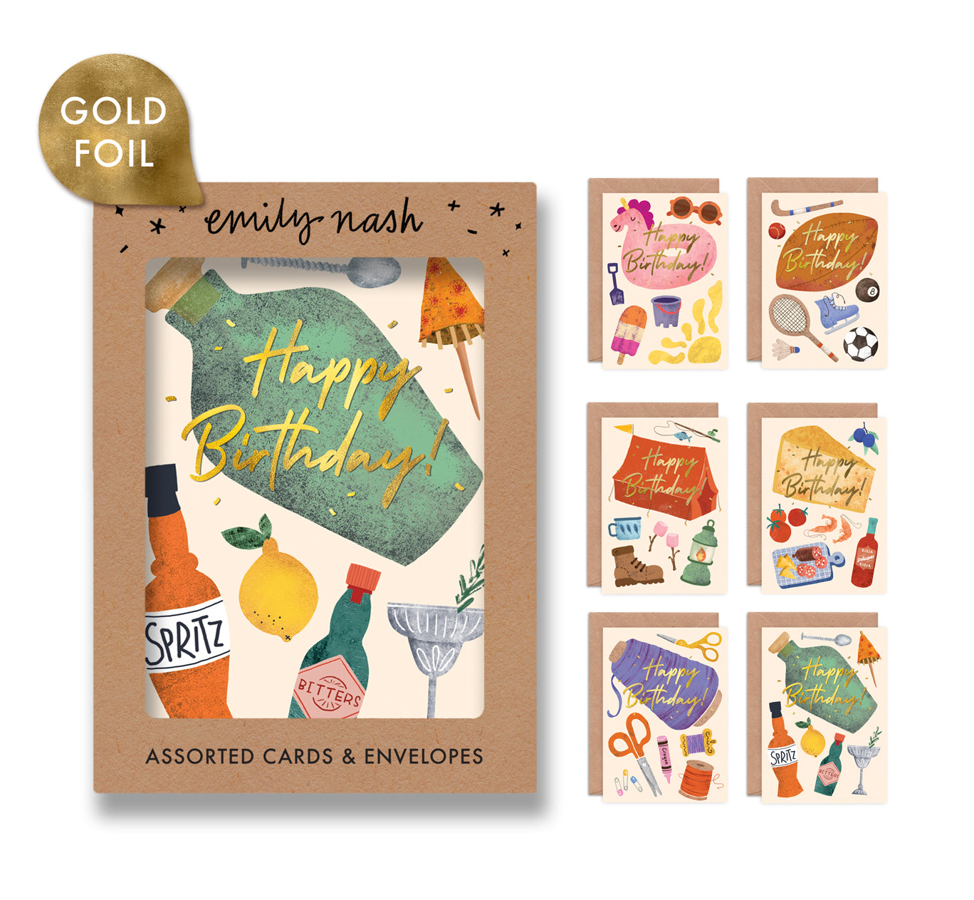 Birthday Hobbies Foiled Multipack of 6 Cards image 0