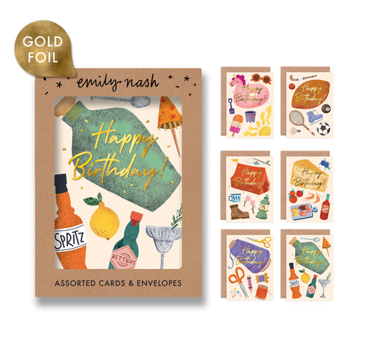 Birthday Hobbies Foiled Multipack of 6 Cards image 0