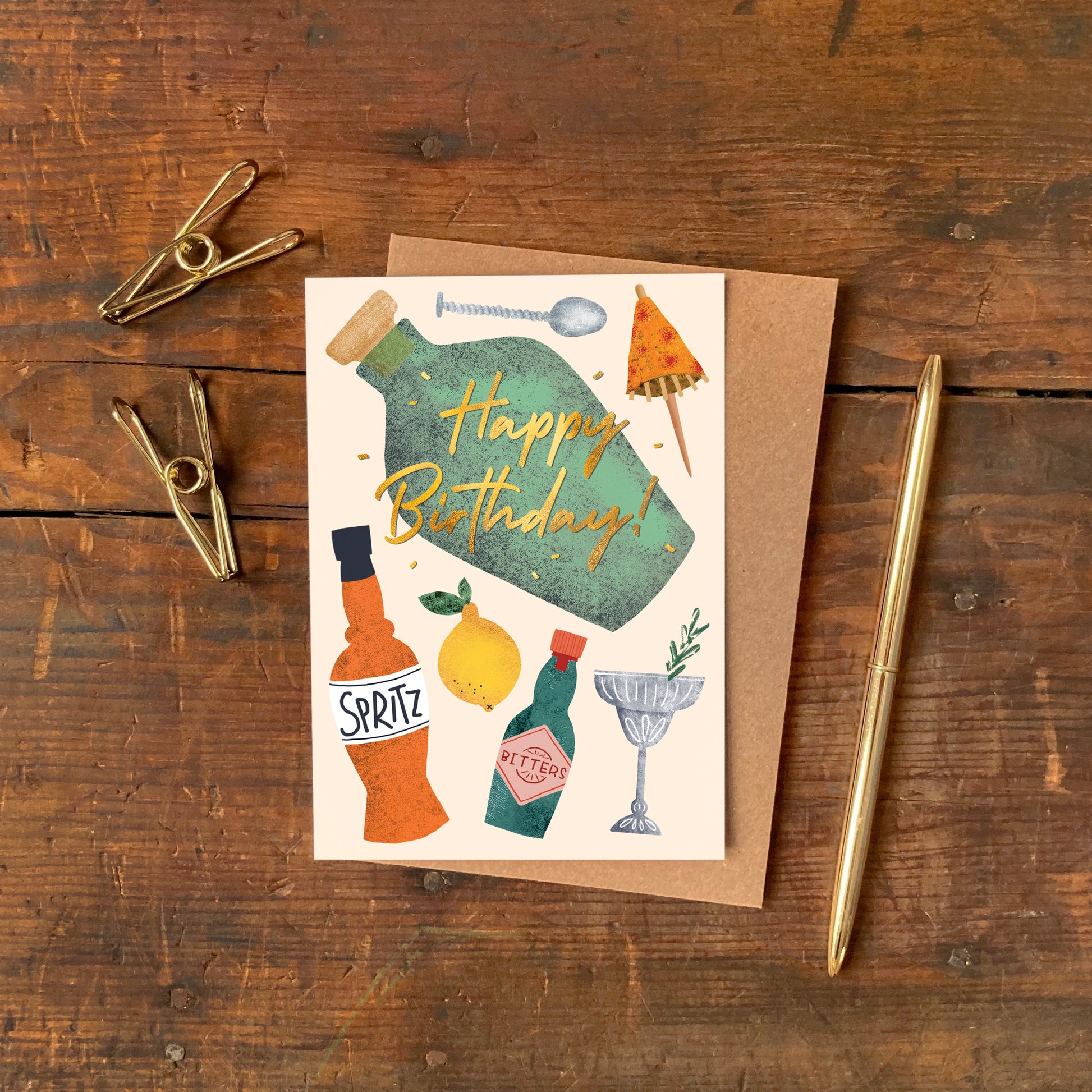 Birthday Cocktails Foiled Greeting Card image 3