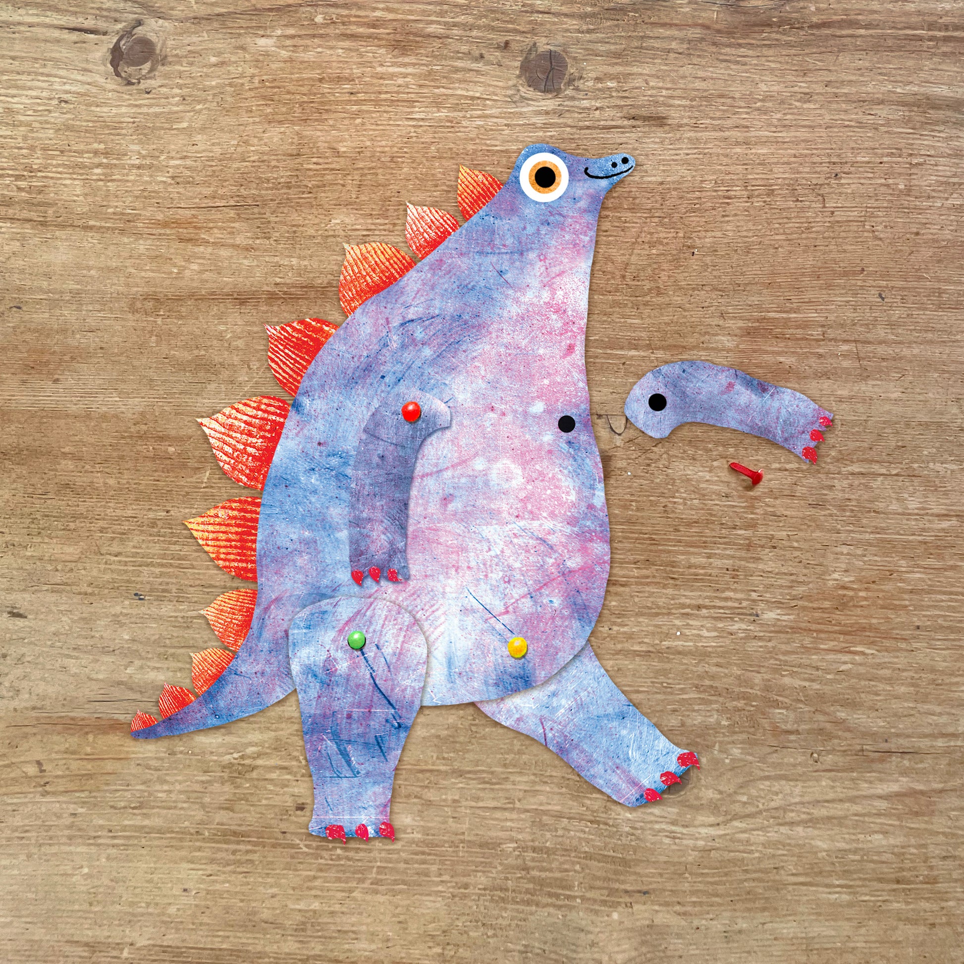 Dinosaur Split Pin Puppet A5 Greeting Card image 2
