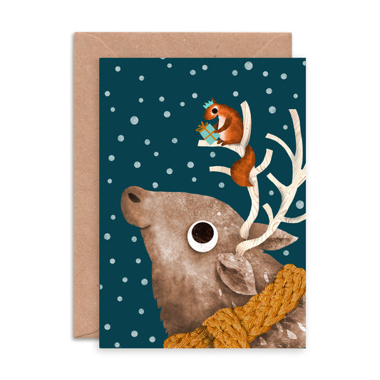 Reindeer & Squirrel Greetings Card image 0