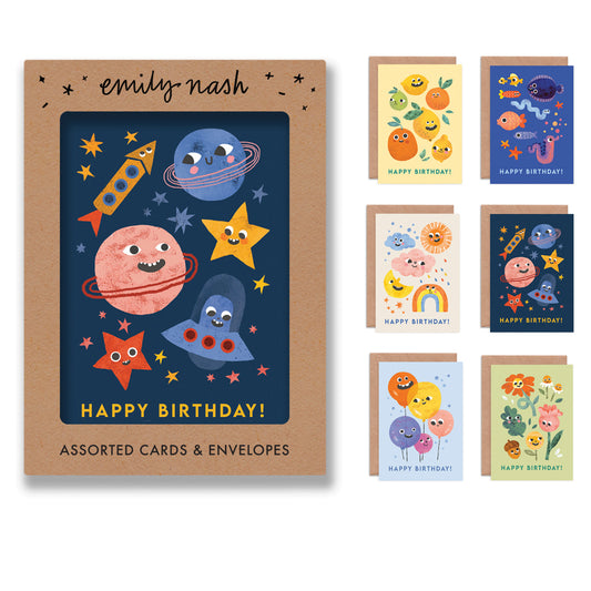 Funny Faces Birthday Cards- Multipack of 6 Cards image 0