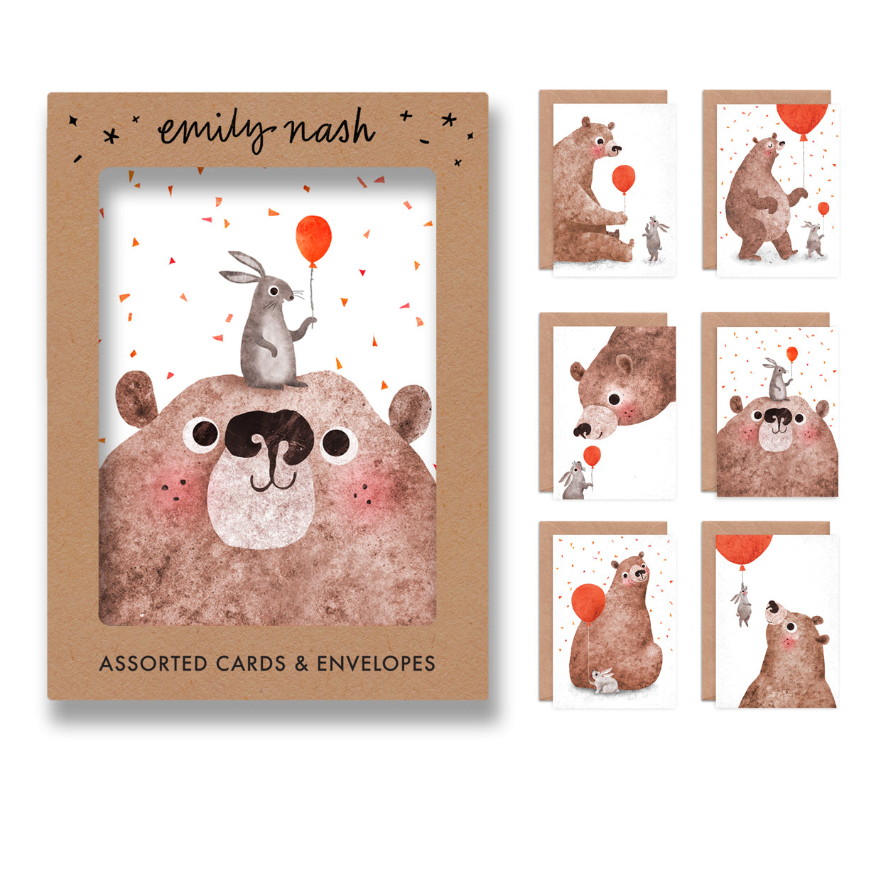 Bear & Bunny Birthday Cards- Multipack of 6 Cards image 0