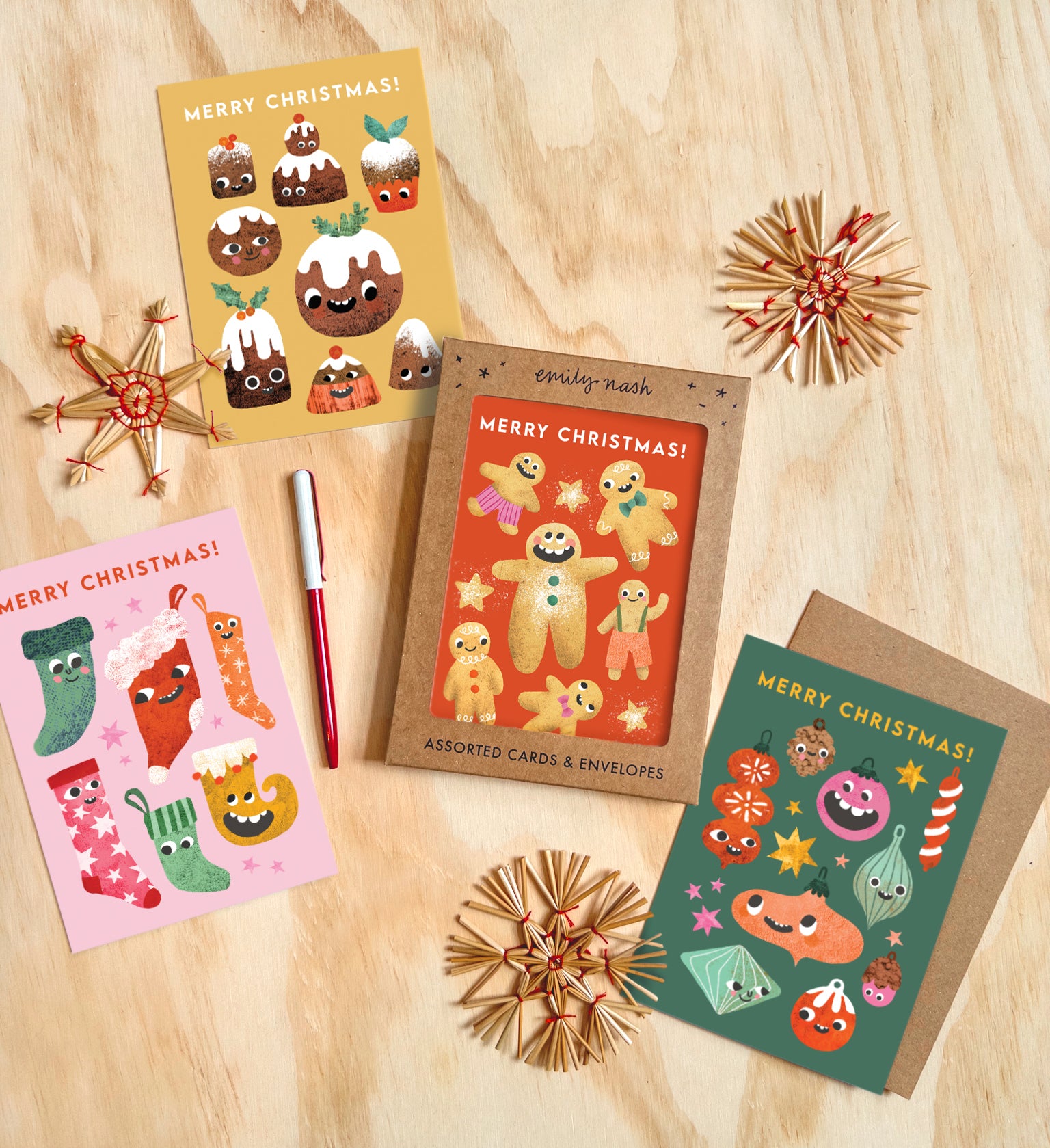 Funny Faces Christmas Cards- Multipack of 8 image 1