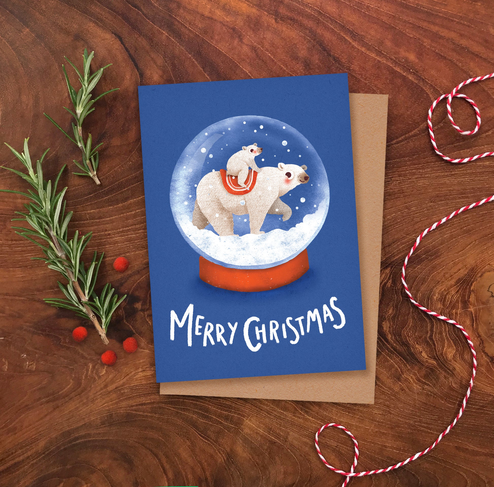 Polar Bear Snow Globe Christmas Card image 1