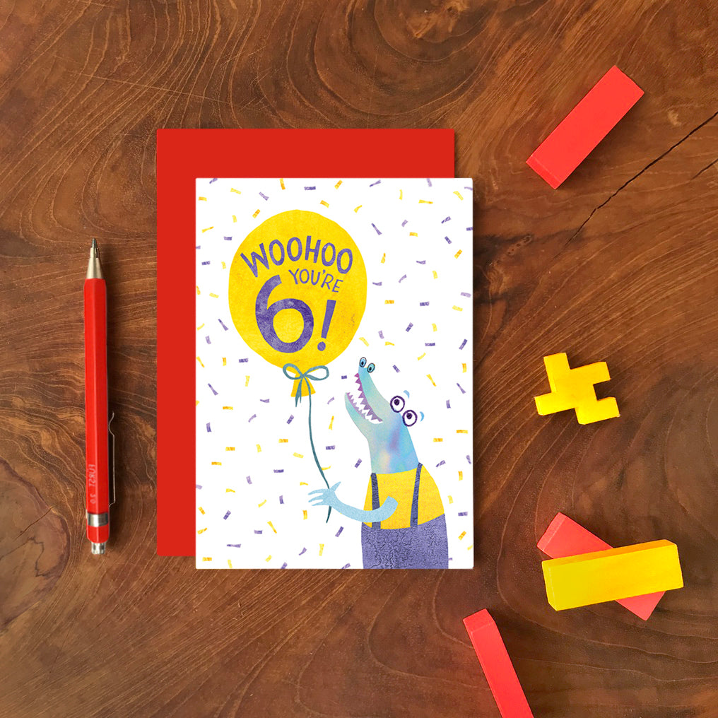Six Years Crocodile Greetings Card image 1