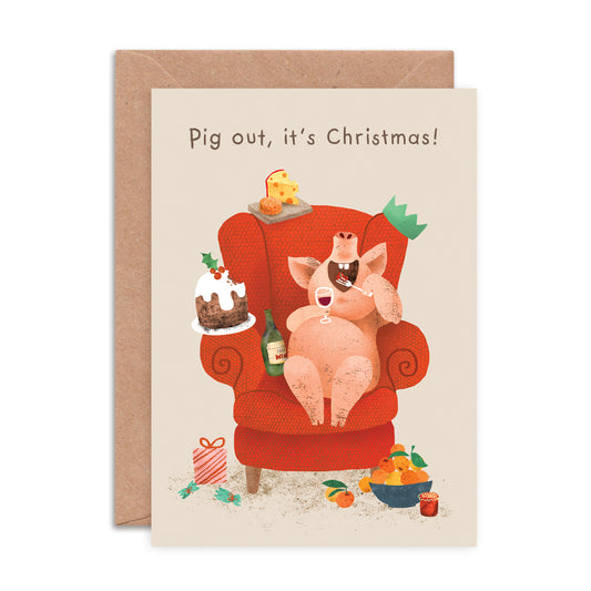 Pig Out it's Christmas Greeting Card image 1