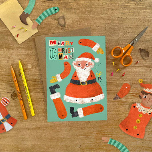Father Christmas Split Pin Puppet A5 Greeting Card image 0