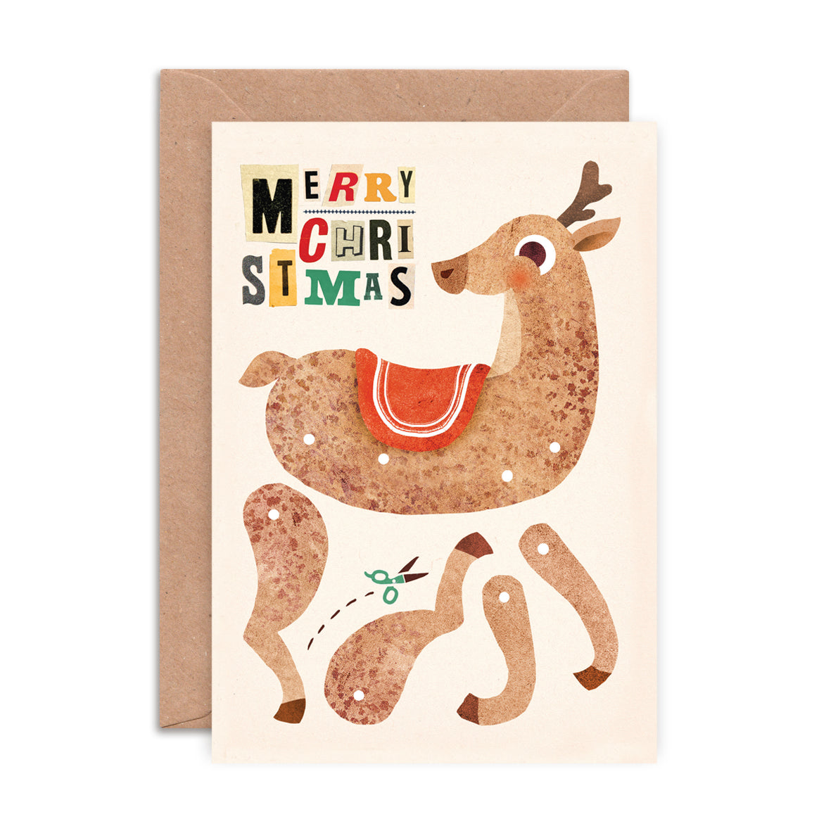 Reindeer Split Pin Puppet A5 Greeting Card image 2
