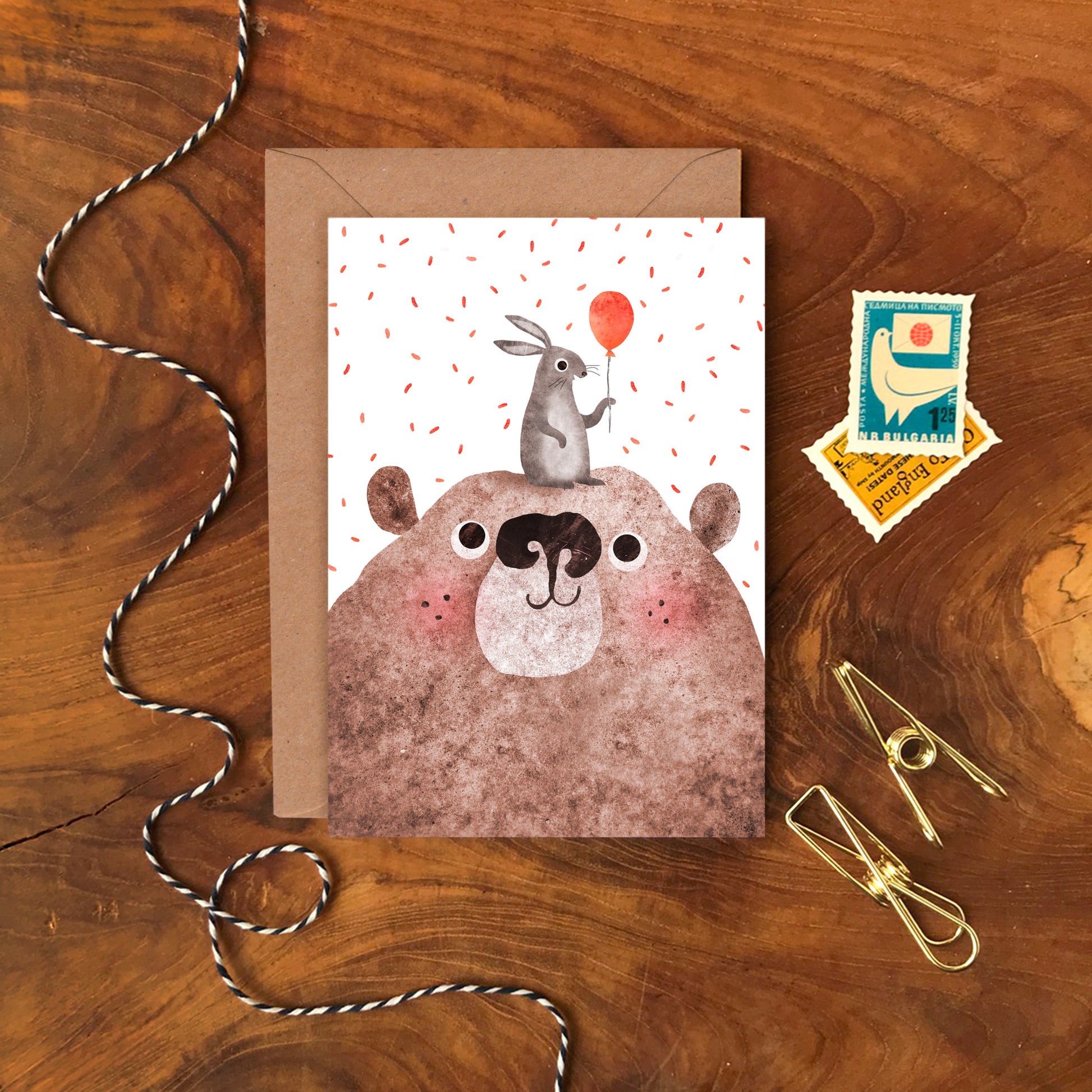 Bear & Bunny Greetings Card image 1