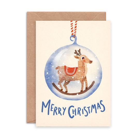 Reindeer Snow Globe Christmas Card image 0