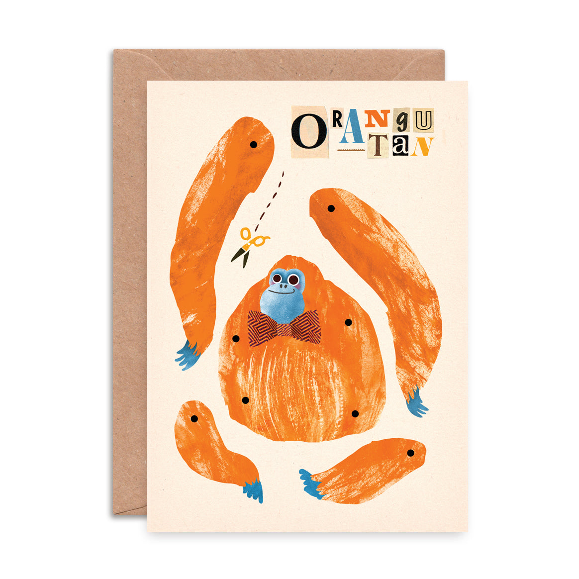 Orangutan Split Pin Puppet A5 Greeting Card image 1