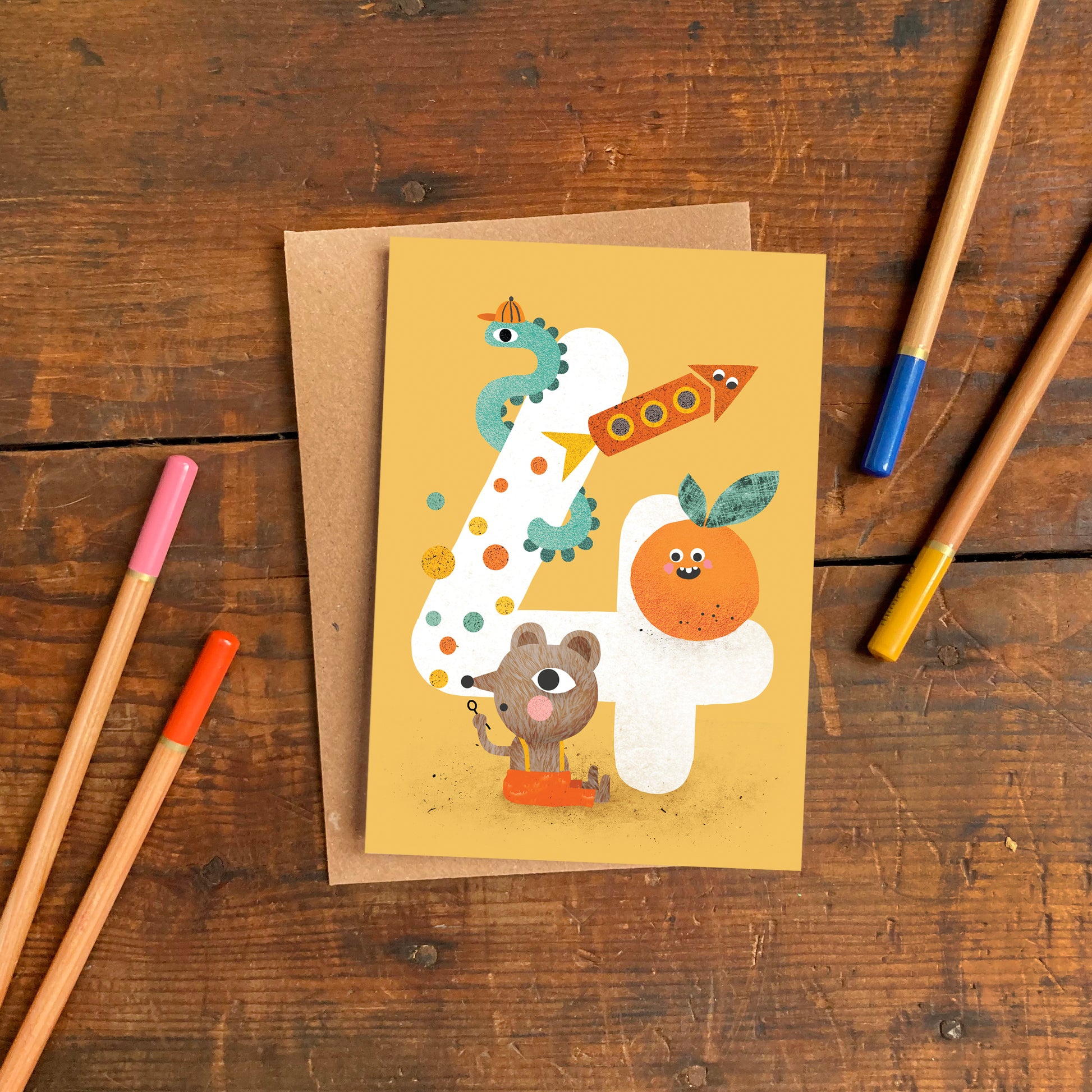 Crazy Critters Age Four Greeting Card image 1
