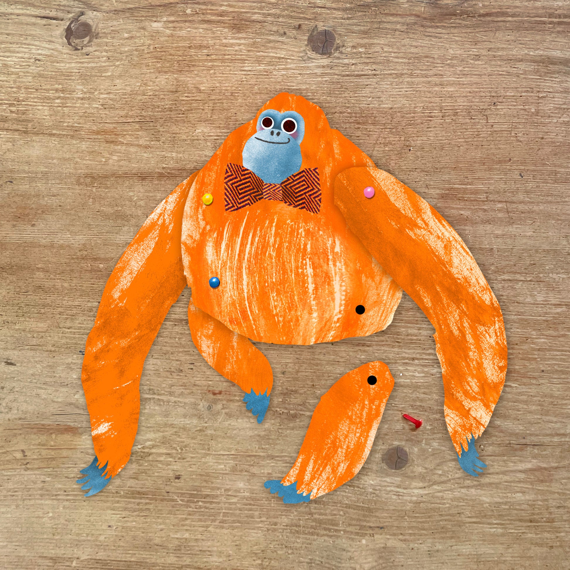 Orangutan Split Pin Puppet A5 Greeting Card image 3