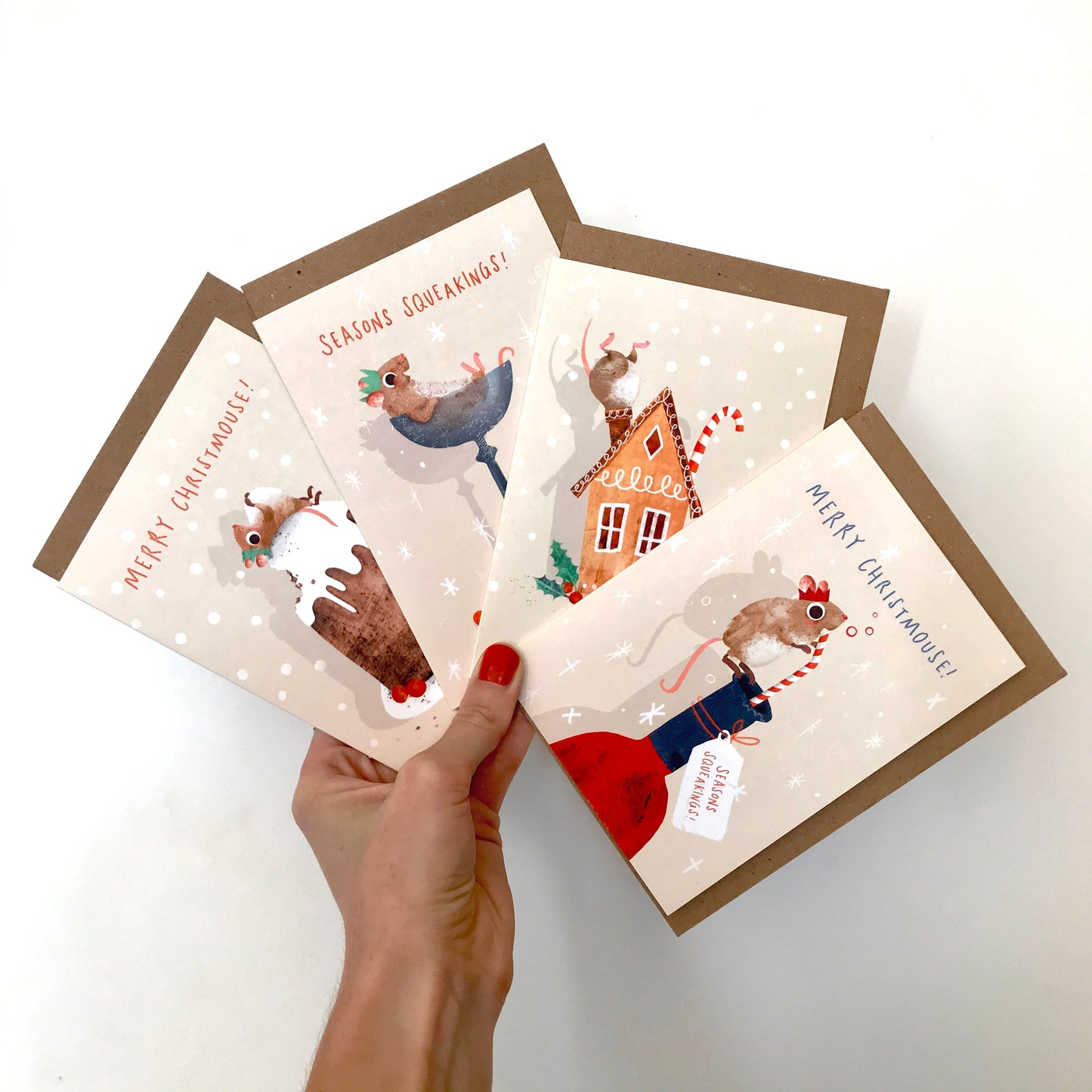 Christmas Mice Greeting Cards- Multipack of 8 image 1