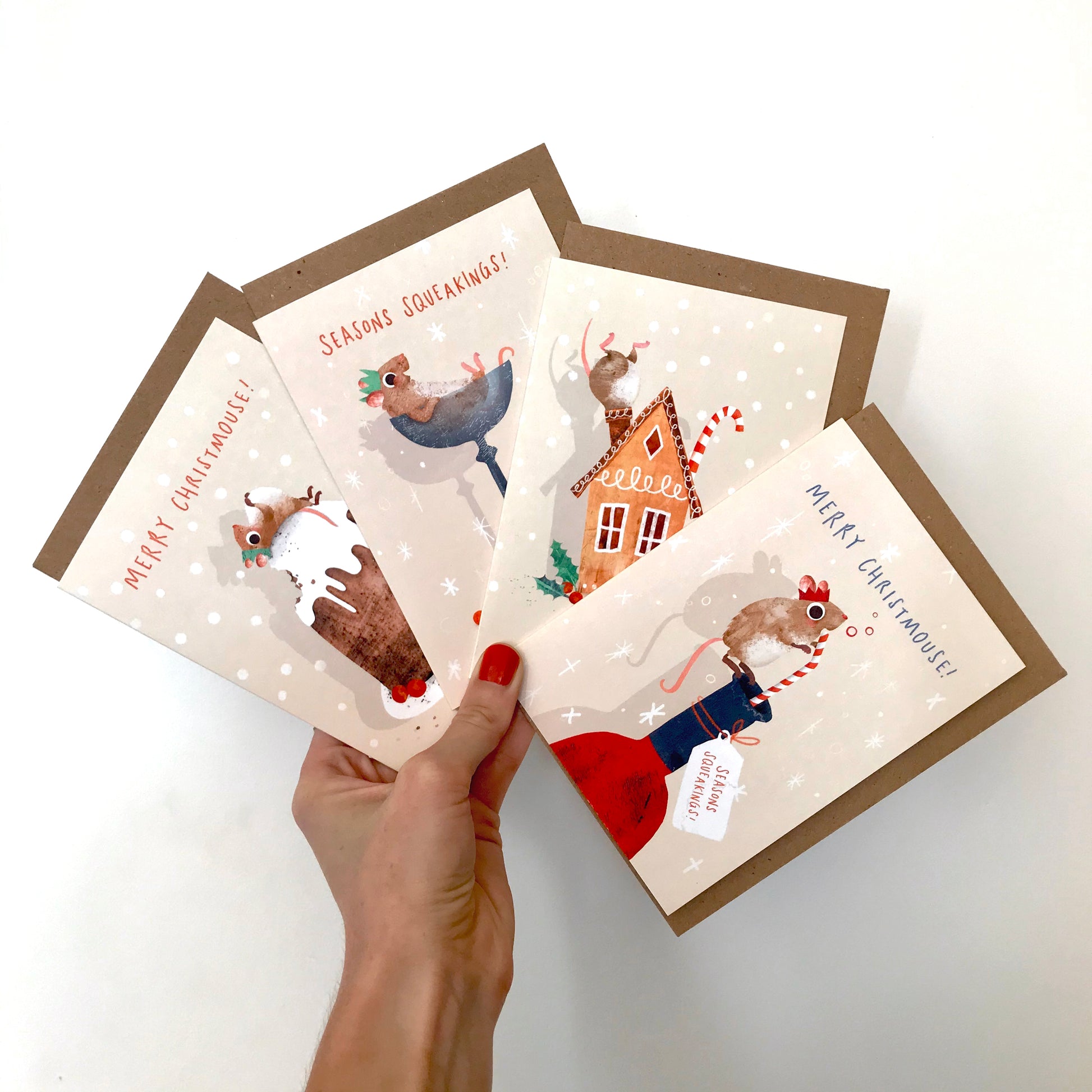 Christmas Mice Greeting Cards- Multipack of 8 image 1
