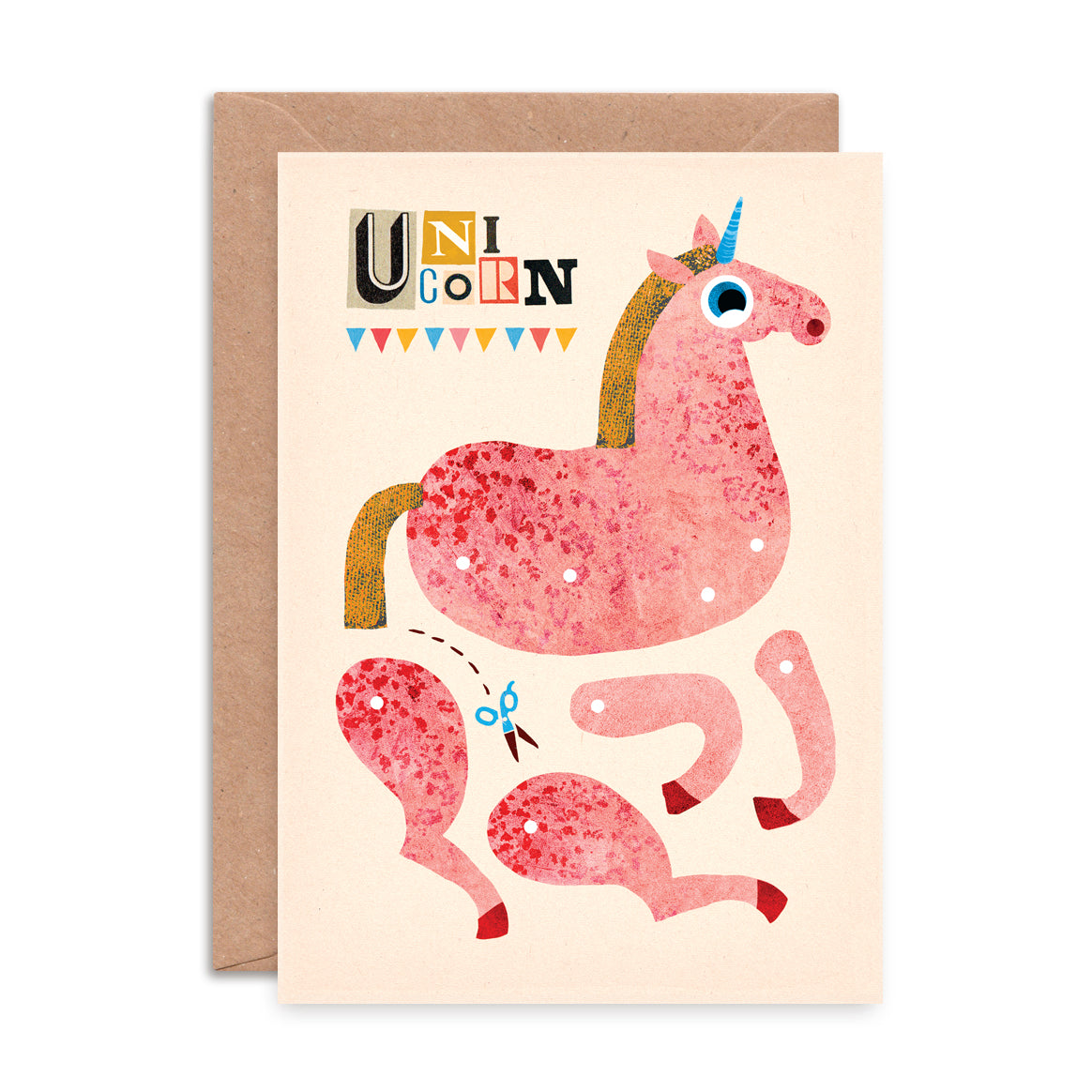Unicorn Split Pin Puppet A5 Greeting Card image 2