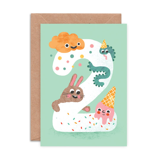 Crazy Critters Age Two Greeting Card image 0