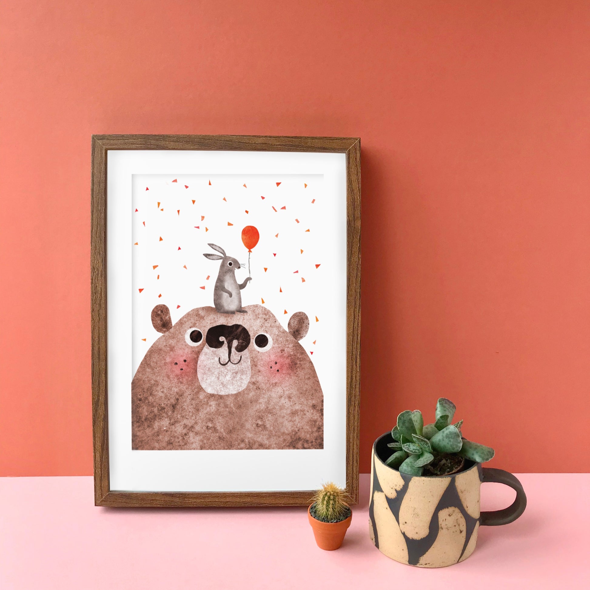 Bear & Bunny Recycled A4 Art Print image 0